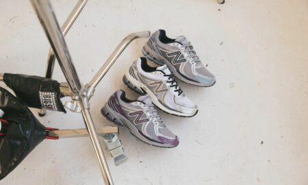 The latest New Balance 574 is dressed in a full Maroon base Optic White Blue Purple