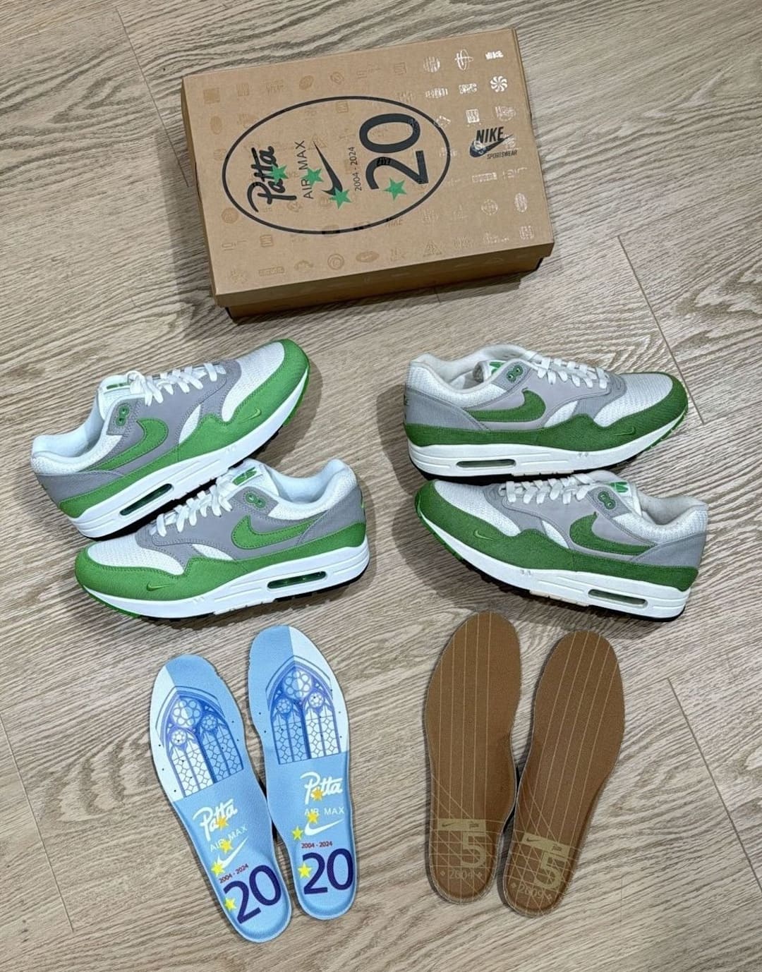 Patta x Nike Air Max 1 „Chlorophyll“ HF1012-300 2024 vs. 2004 Comparision