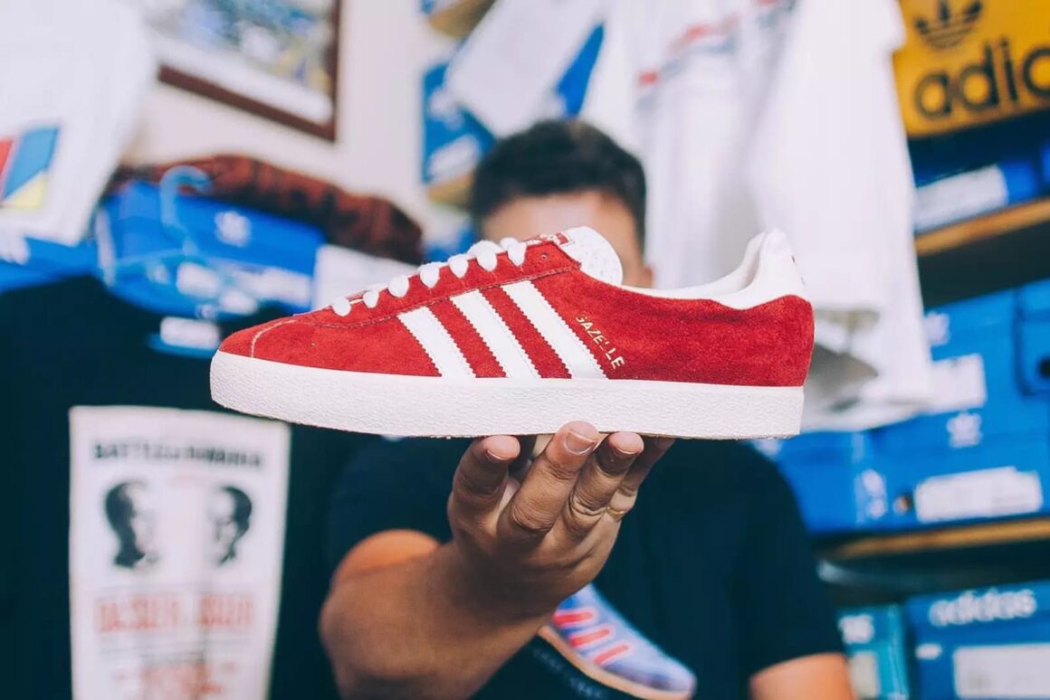 adidas Gazelle red in Hands Trefoil Collection 1160x774
