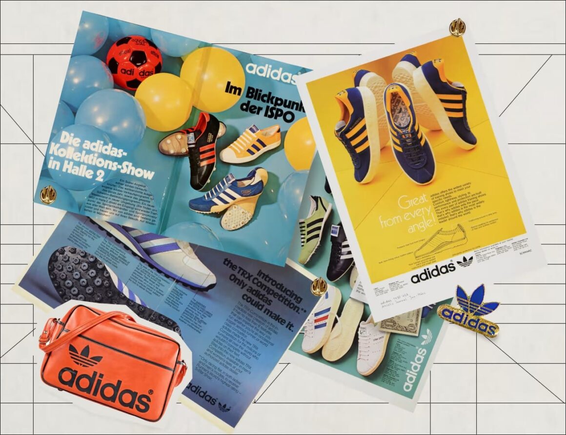 adidas Logo History Trefoil Dreiblatt Collage